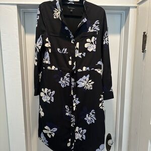 Banana Republic Floral Black and White Shirt Dress